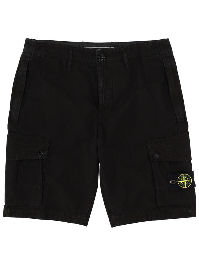 Stone Island Cargo Shorts With Logo Patch