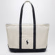 Polo Ralph Lauren Big Pony Logo Tote Bag In Cream And Navy Cotton