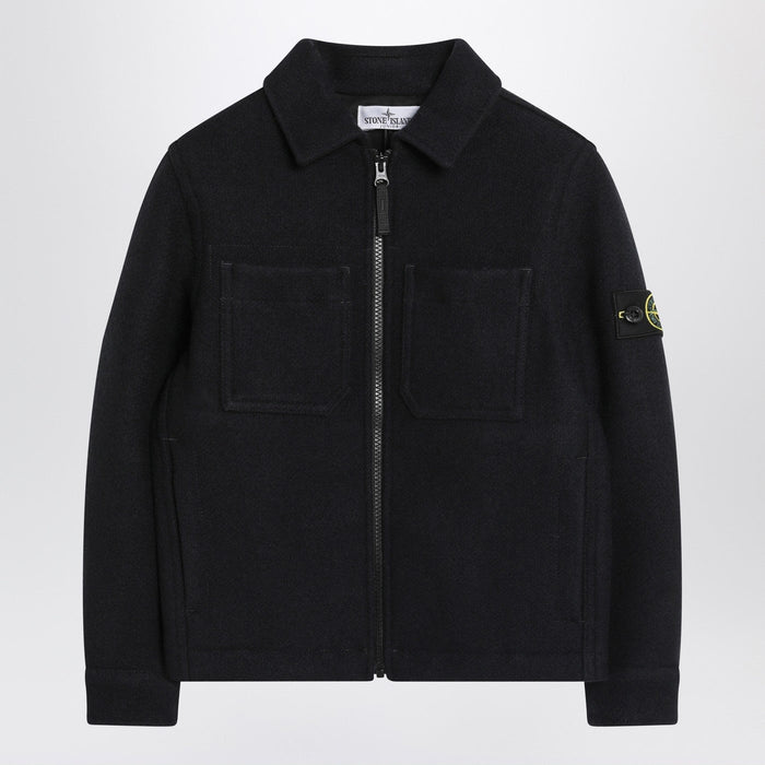 Stone Island Navy Blue Wool Blend Jacket