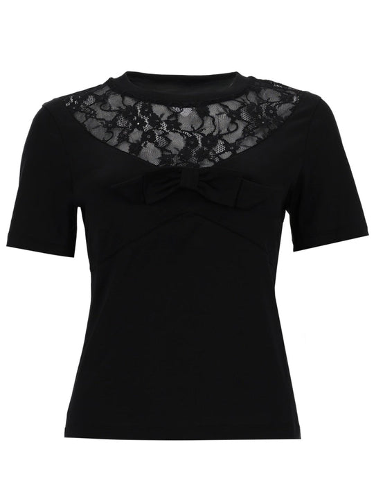 Nina Ricci T-Shirt With Bow And Lace Inserts