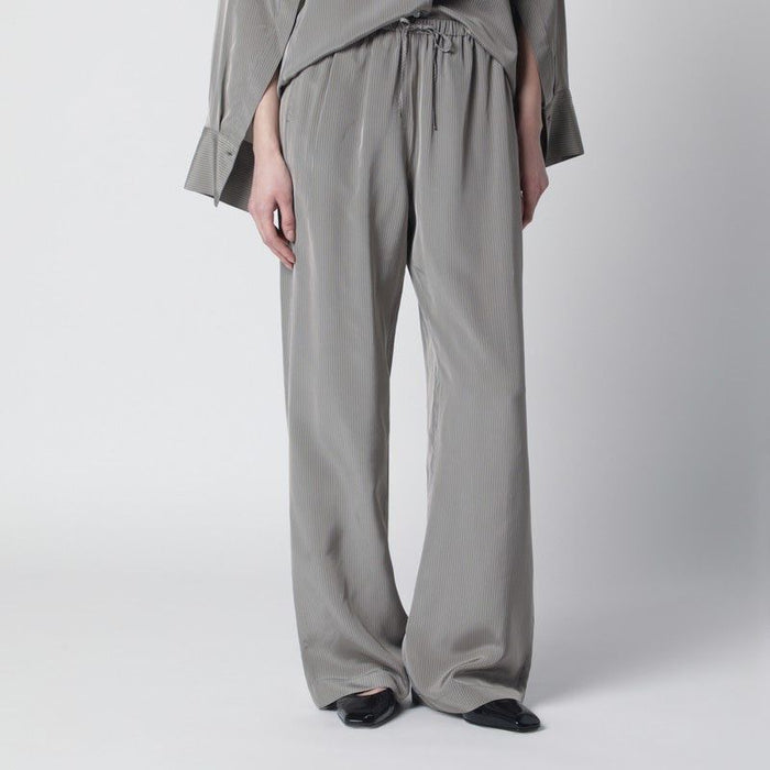 Róhe Light Grey Wide Striped Trousers