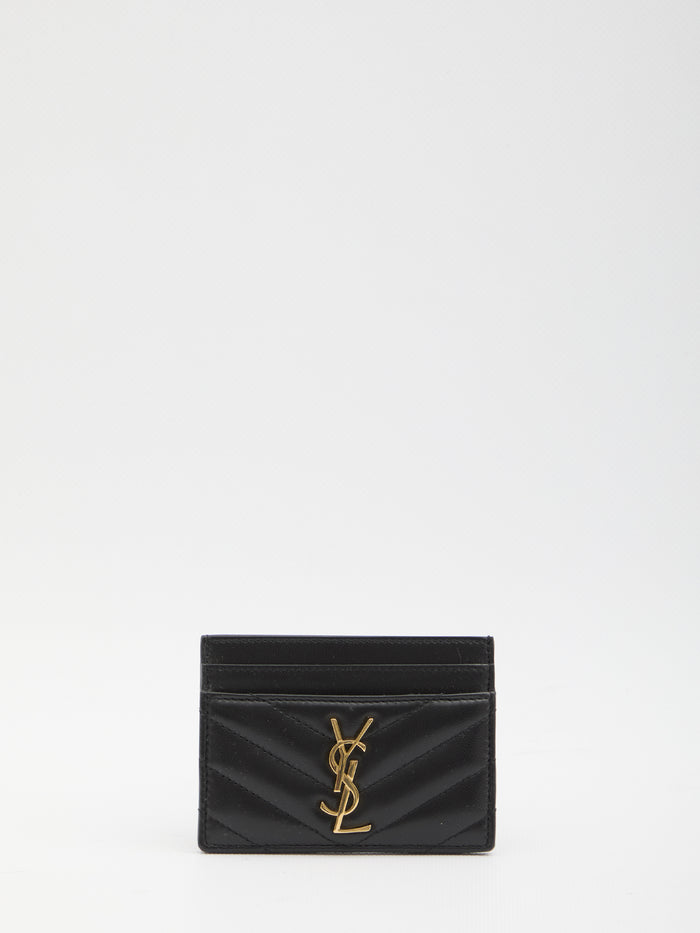 Saint Laurent Black Nappa Leather Cassandre Card Holder