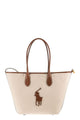 Polo Ralph Lauren Medium Bellport Tote Bag In Canvas And Leather