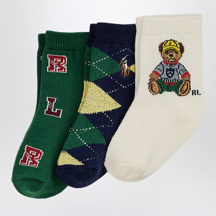 Polo Ralph Lauren Set Of Three Polo Bear Socks