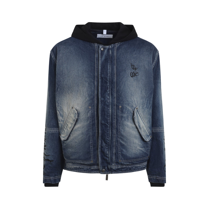 Off-White Blue Cherry Fleece Cotton Jacket