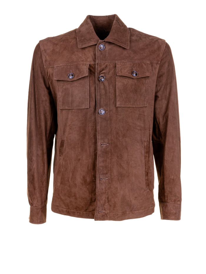 Barba Napoli Beard Brown Jacket With Buttons And Double Pocket