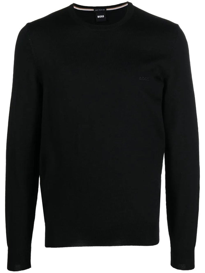 Boss Regular Fit Virgin Wool Jumper With Embroidered Logo