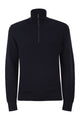 Boss Textured Cotton Sweater With High Neck And Zip
