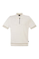 Boss Linen And Viscose Polo Shirt With Zip And Contrast Trims