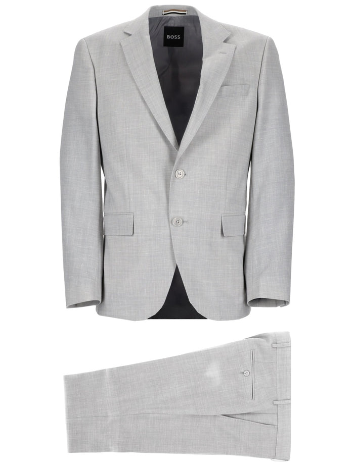 Boss Grey Rpl Virgin Wool Linen Elastane Suit