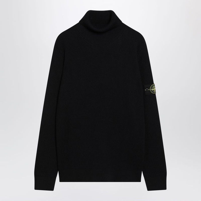 Stone Island Navy Blue Turtleneck Sweater With Regular Fit