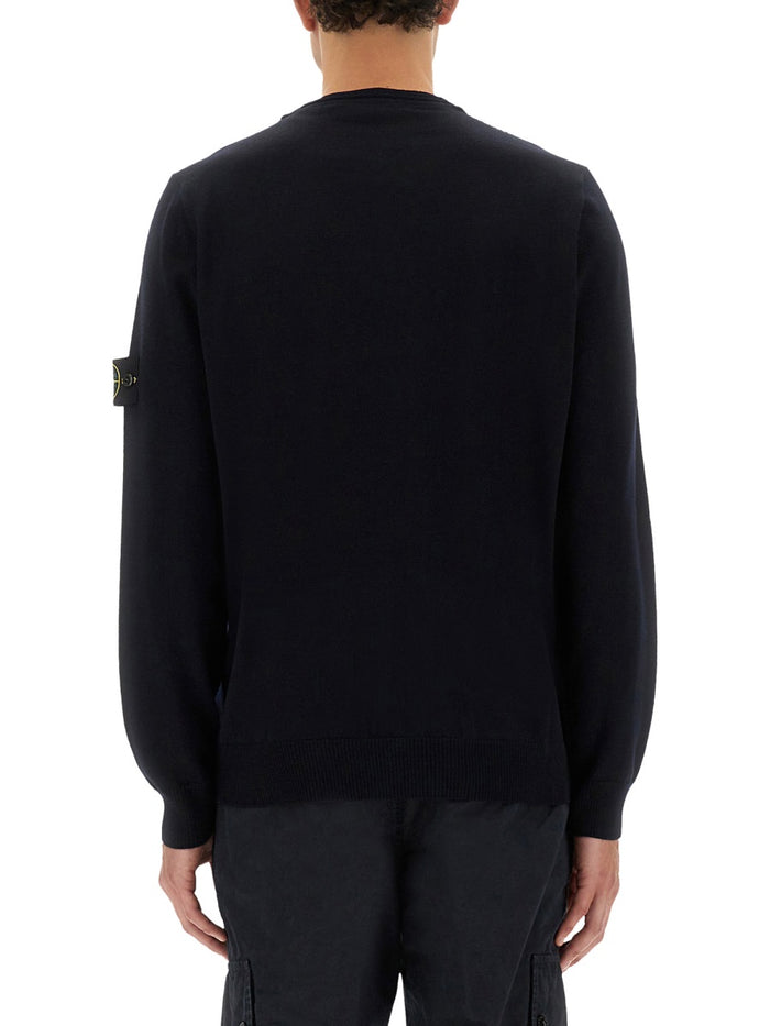 Stone Island Blue Virgin Wool Sweatshirts