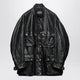 Prada Peacoat In Black Antiqued Leather