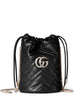 Gucci Black Leather Small Gg Marmont Bucket Bag