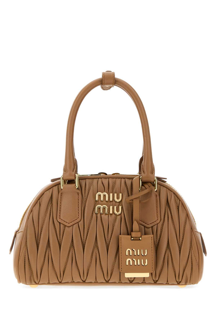 Miu Miu Camel Nappa Leather Arcadie Handbag