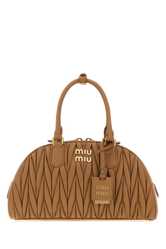 Miu Miu Camel Nappa Leather Arcadie Handbag