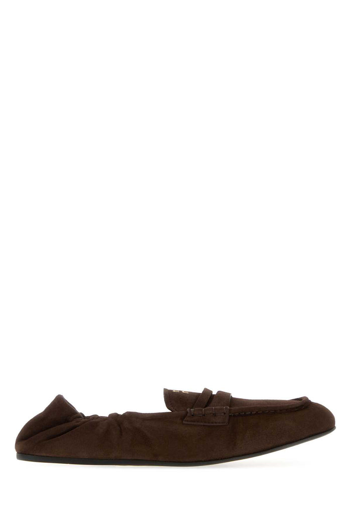 Miu Miu Dark Brown Suede Leather Loafers