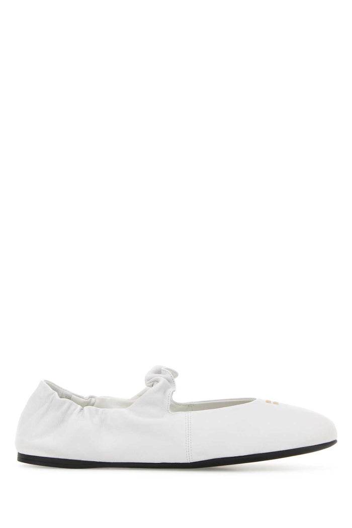 Miu Miu White Nappa Leather Ballerinas