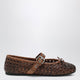 Miu Miu Perforated Leather Ballerinas In Cognac Color