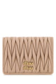 Miu Miu Compact Wallet In Powderpink Quilted Nappa
