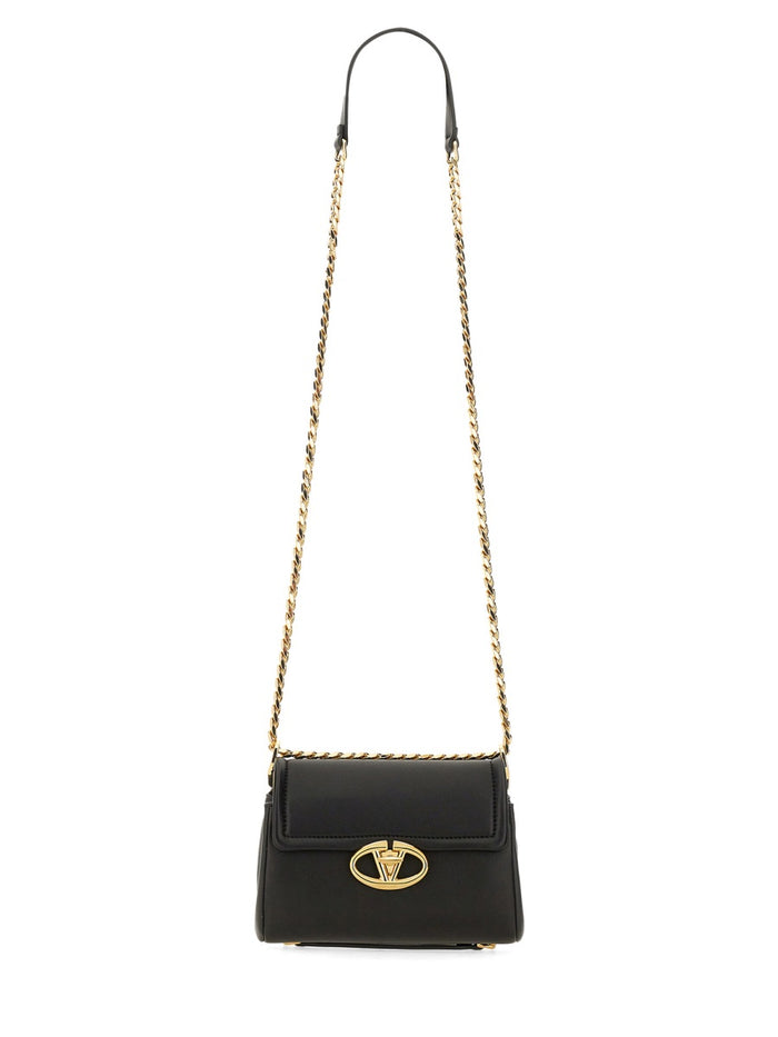 Valentino Garavani Black Leather Vlogo Shoulder Bag