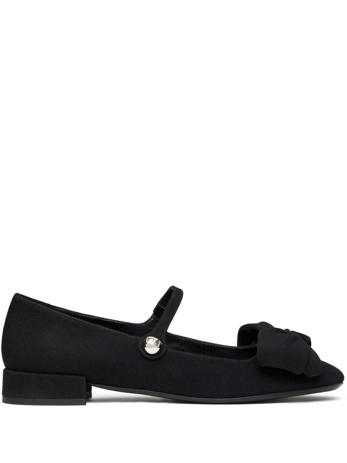 Valentino Garavani Black Crepe Bowjane Ballerinas