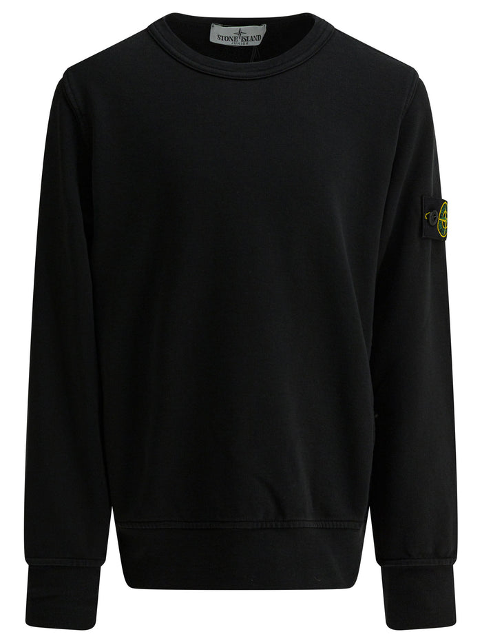 Stone Island Kids Black Cotton Sweatshirt