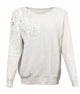 D.exterior Off-White Lace Appliqué Round Neck Sweater