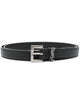 Saint Laurent Squared Buckle Smooth Leather Cassandre Thin Belt