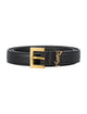 Saint Laurent Cassandre Thin Belt With Square Buckle In Grained Leather