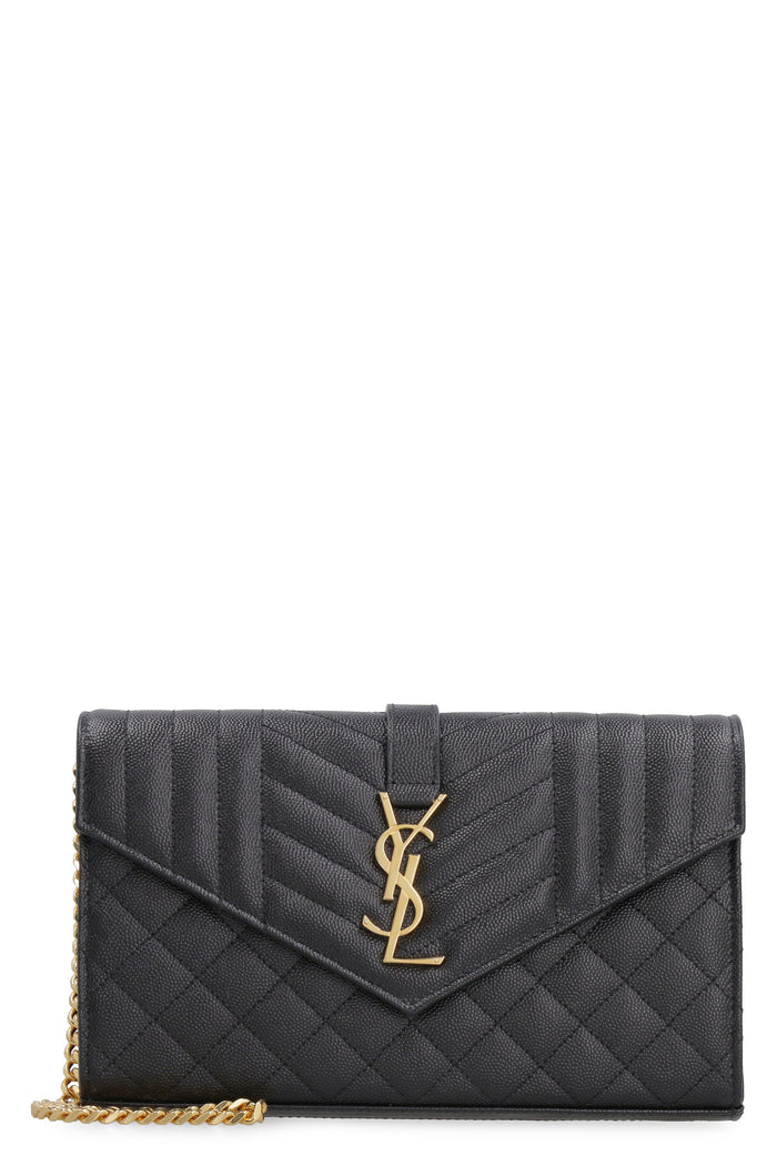 Saint Laurent Black Envelope Chain Wallet