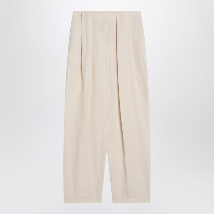 Stella Mccartney Wide Butter-Coloured Pants In Linen Blend
