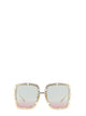 Gucci Occhiale Da Sole Rettangolare Con Catena