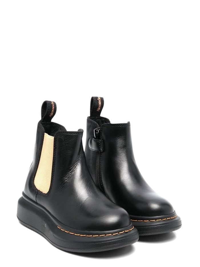 Alexander Mcqueen Ankle Boot With Contrasting Elastic On The Side