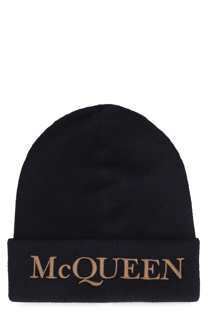 Alexander Mcqueen Black Cashmere Beanie Hat