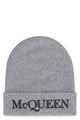 Alexander Mcqueen Grey Cashmere Beanie Hat