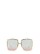 Gucci Occhiale Da Sole Rettangolare Con Catena