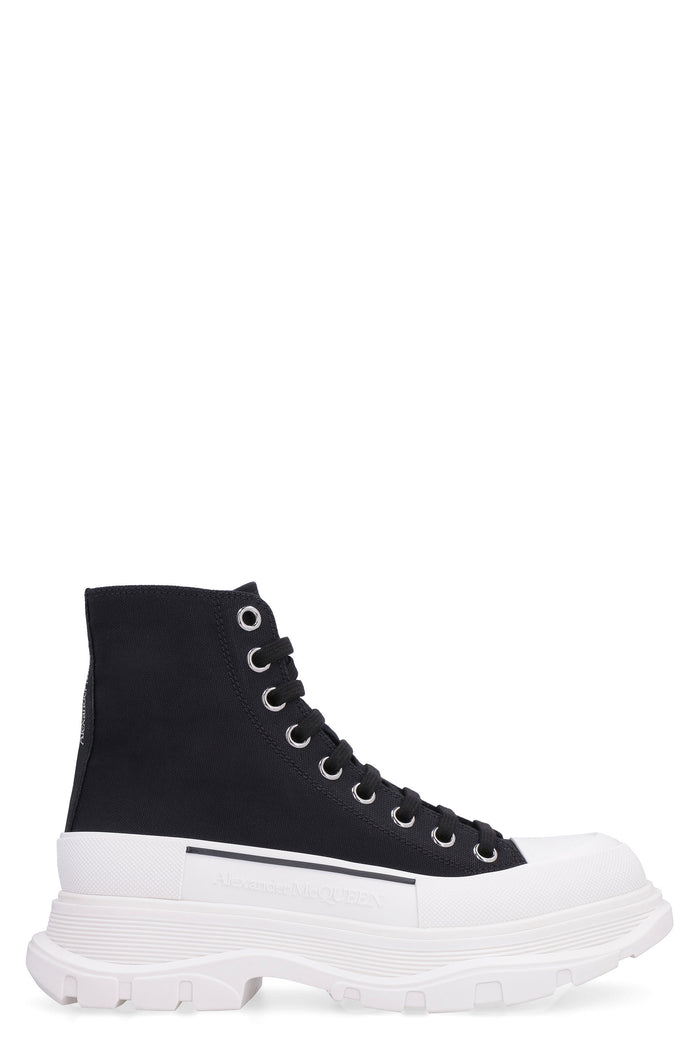 Alexander Mcqueen Black Canvas Tread Slick Sneakers
