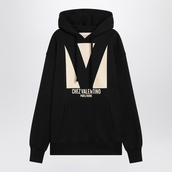 Valentino Black Sweatshirt With Chez Valentino Print