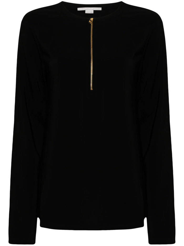 Stella Mccartney Iconic Zip Detailed Black Top