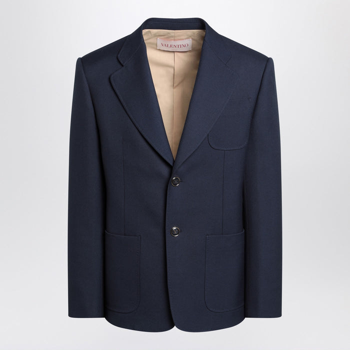 Valentino Blue Single-Breasted Wool Jacket