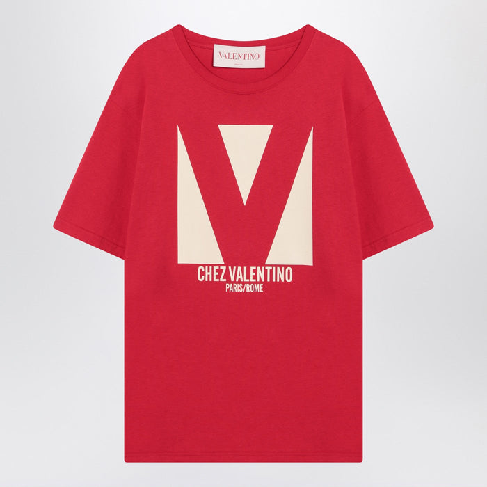 Valentino Red T-Shirt With Chez Valentino Print