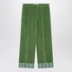 Valentino Green Velvet Trousers With Jacquard Hem