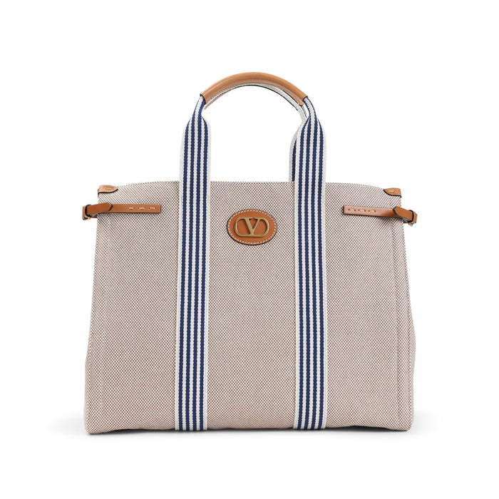 Valentino Garavani Two-Tone Canvas Vlogo Shopping Bag
