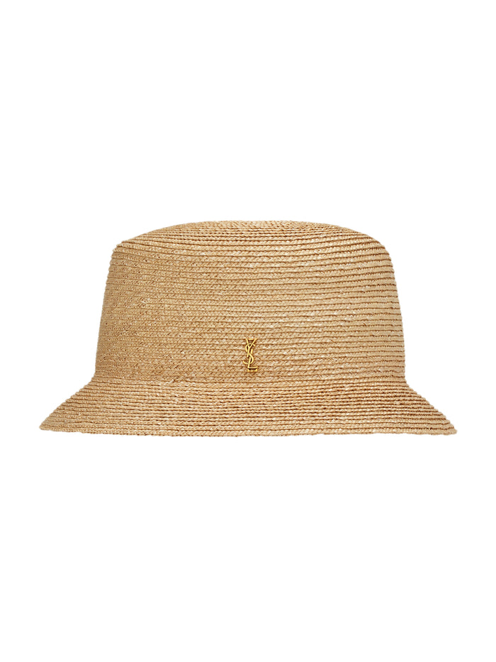 Saint Laurent Straw Hat With Cassandre Logo