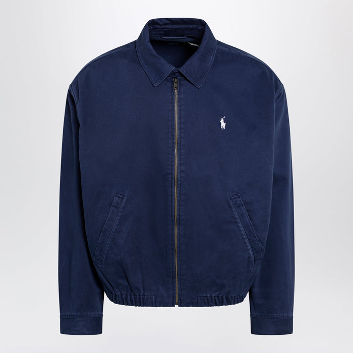 Polo Ralph Lauren Navy Blue Zip-Up Jacket In Cotton
