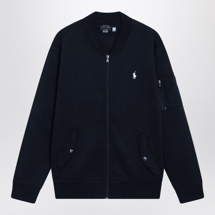 Polo Ralph Lauren Navy Blue Zip-Up Cotton-Blend Sweatshirt