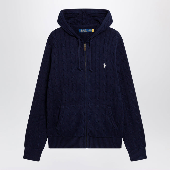 Polo Ralph Lauren Navy Blue Cotton Cable-Knit Zip-Up Cardigan
