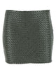 Bottega Veneta Army Green Leather Mini Skirt