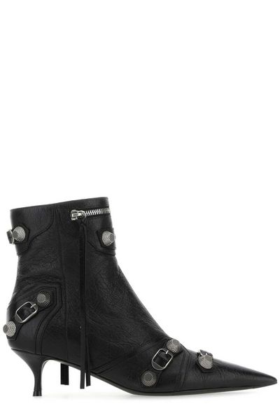 Balenciaga Black Leather Cagole Ankle Boots